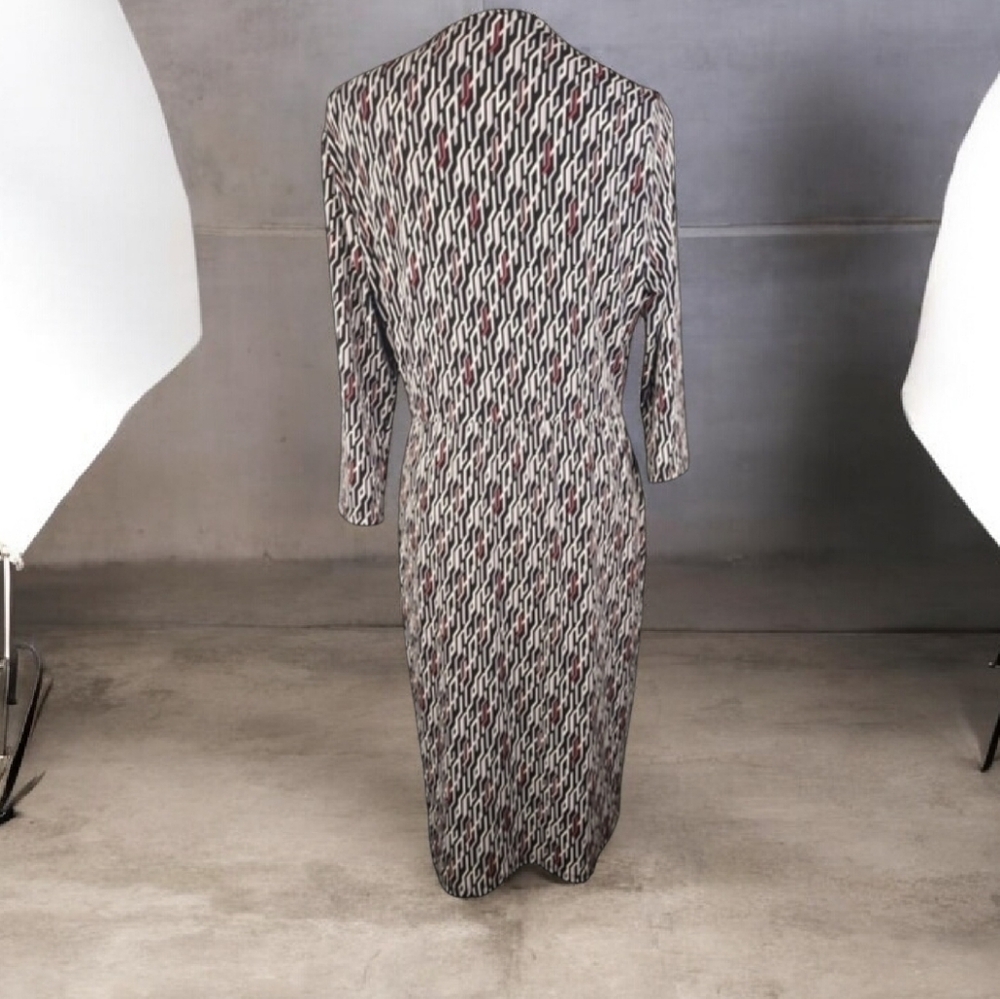 White House Black Market Mock Wrap Mini Geometric Print Dress Womens Size Medium - Picture 4 of 12